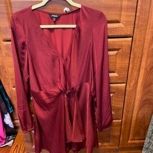 V neck Express red dress